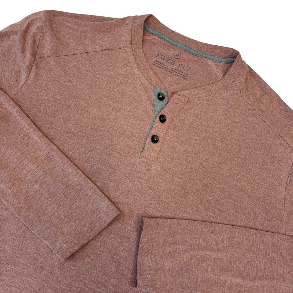 Free Fly Henley Shirt Mens XL Rust Performance Bamboo Long Sleeve Breathable Top